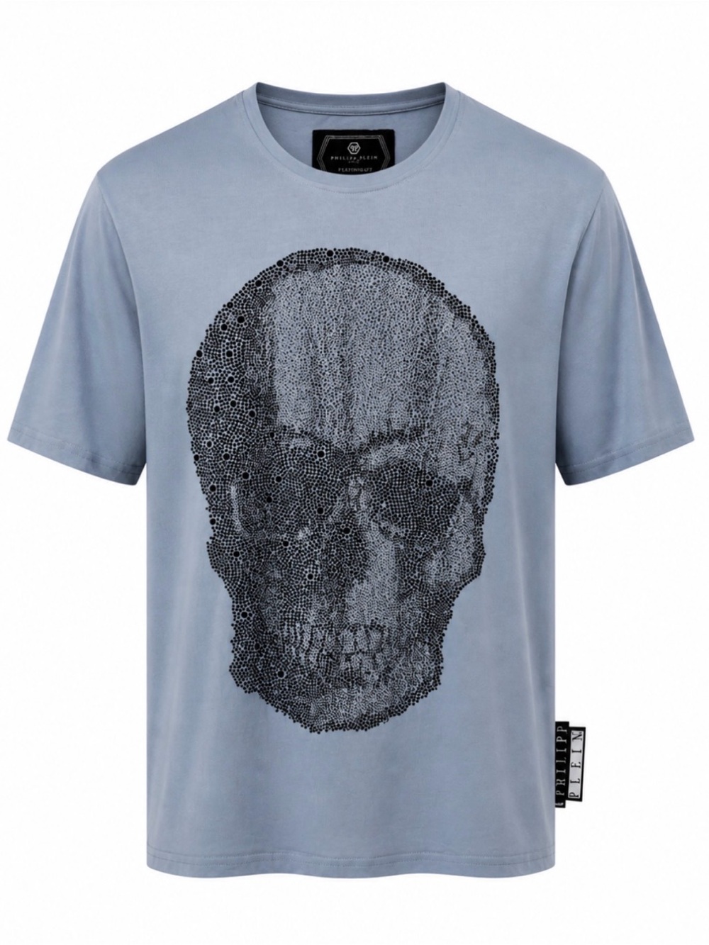 Philipp Plein Platinum Cut Shirt Men’s XL Light Blue Skull Rhinestone Studded
